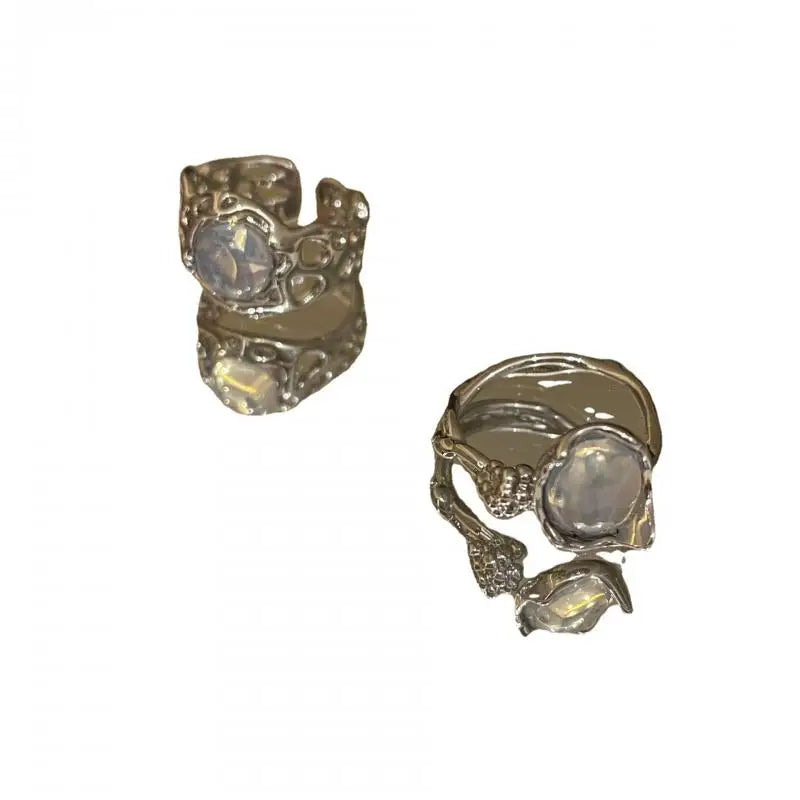 Vintage Opalringe für Frauen | Kristall Opalringe | Weiße Opalringe