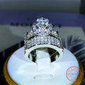 Eleganter Damenring mit weißem Zirkonia und Platinüberzug