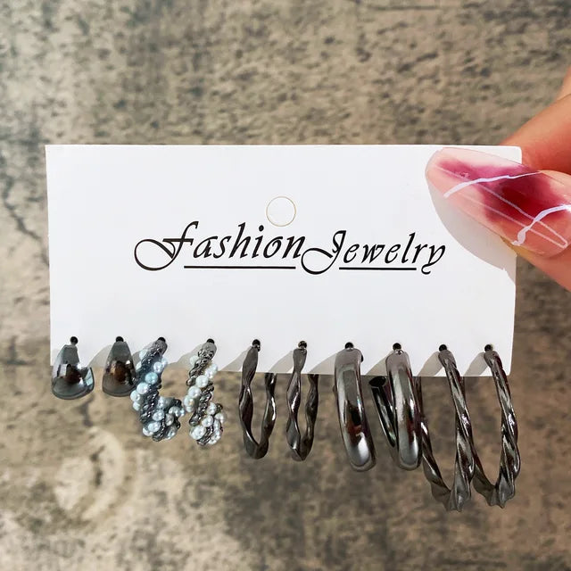 Europäische Persönlichkeit Exaggerated Geometrische Ohrstecker Set Frauen Mode Temperament Party Schmuck Großhandel