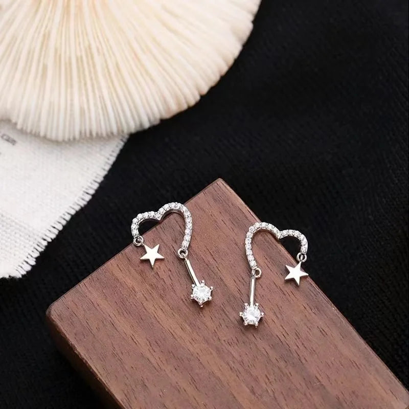 Exquisite Zircon Star Earrings for Women - Fashionable Tassel Party Jewelry Gift