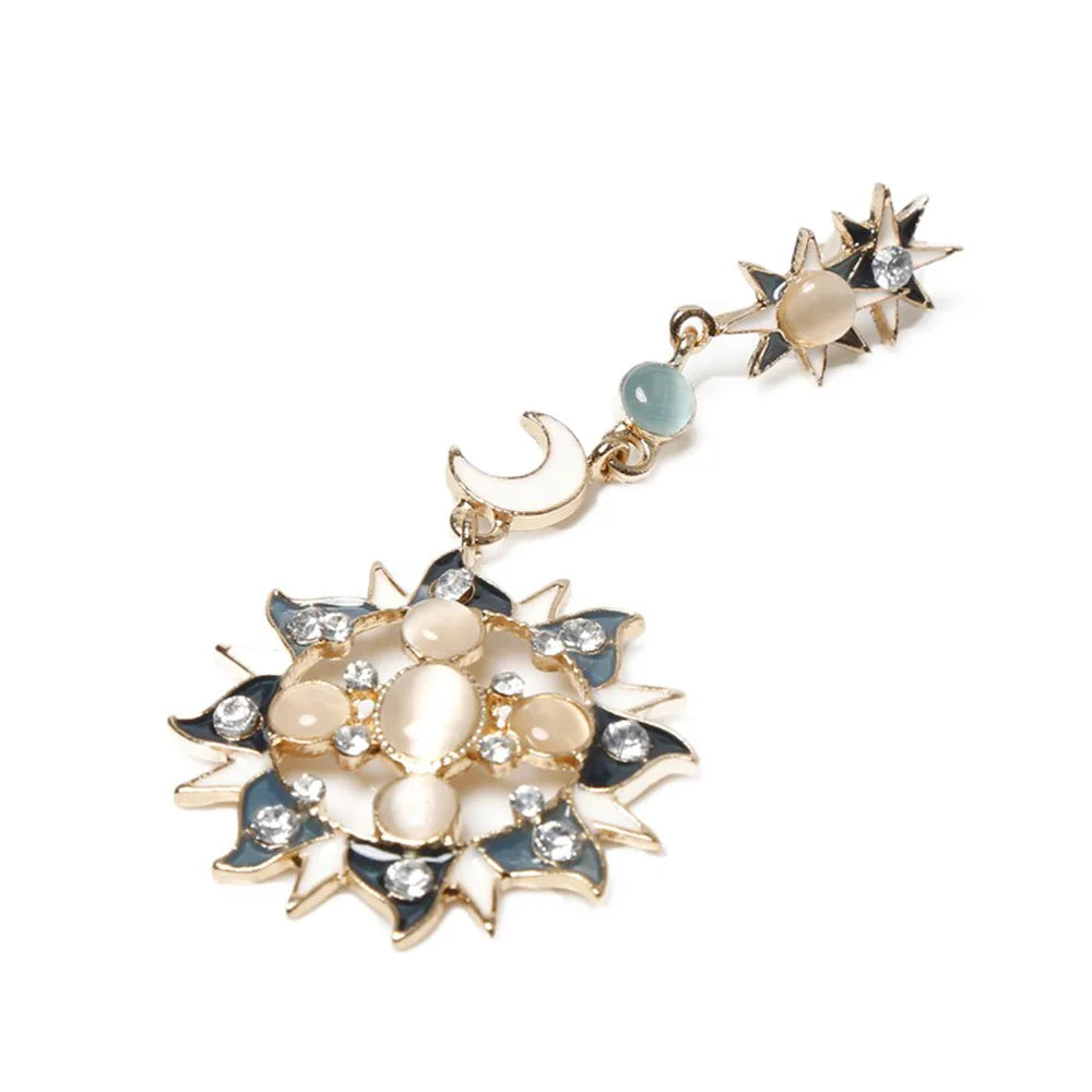 Boho Vintage Punk Asymmetrical Rhinestone Earrings for Women