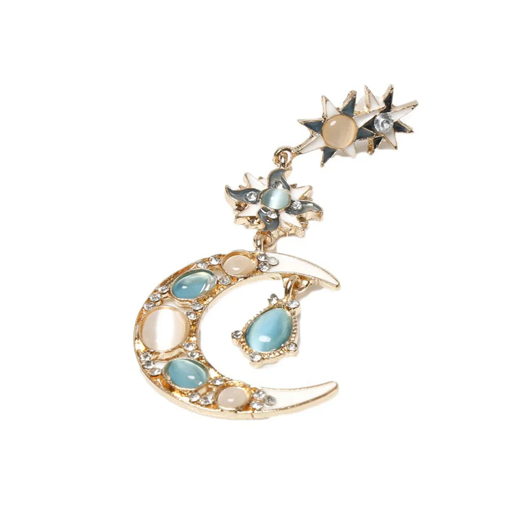 Boho Vintage Punk Asymmetrical Rhinestone Earrings for Women
