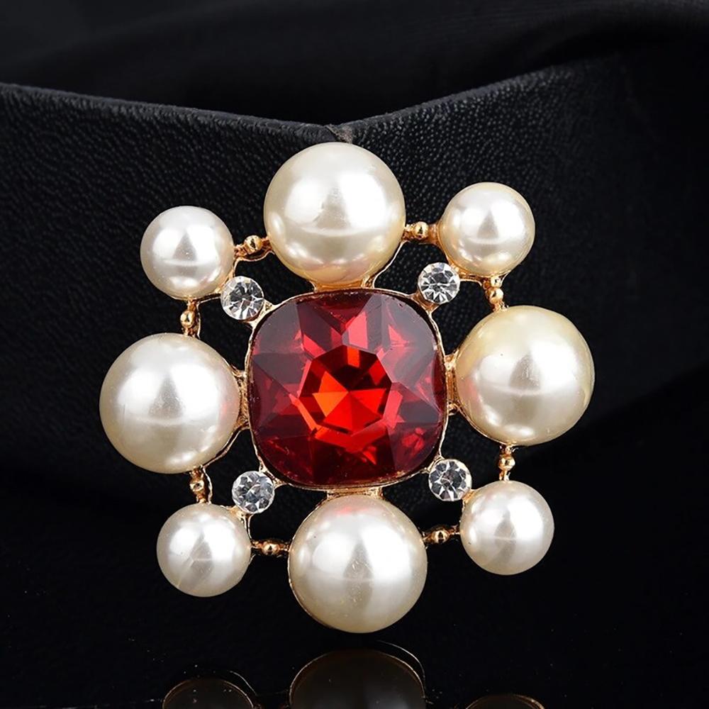 Exquisites Perle Und Strass Emaille Broschen Besetzt Pin