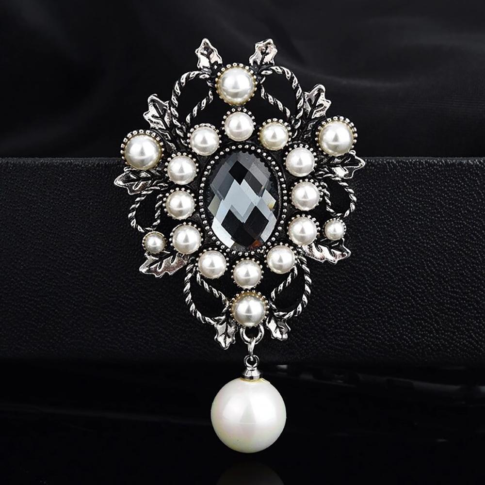Exquisites Perle Und Strass Emaille Broschen Besetzt Pin