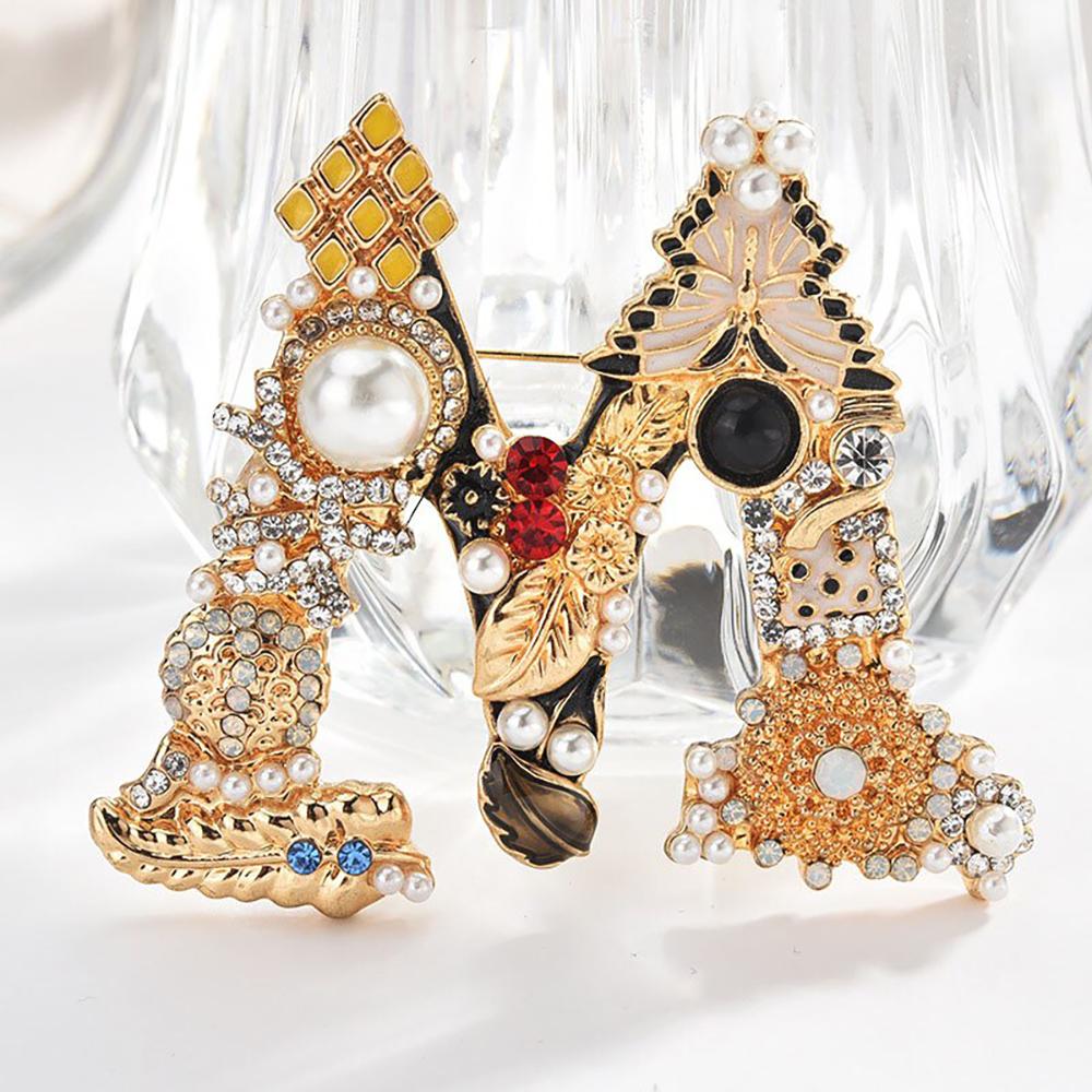 Exquisites Perle Und Strass Emaille Broschen Besetzt Pin