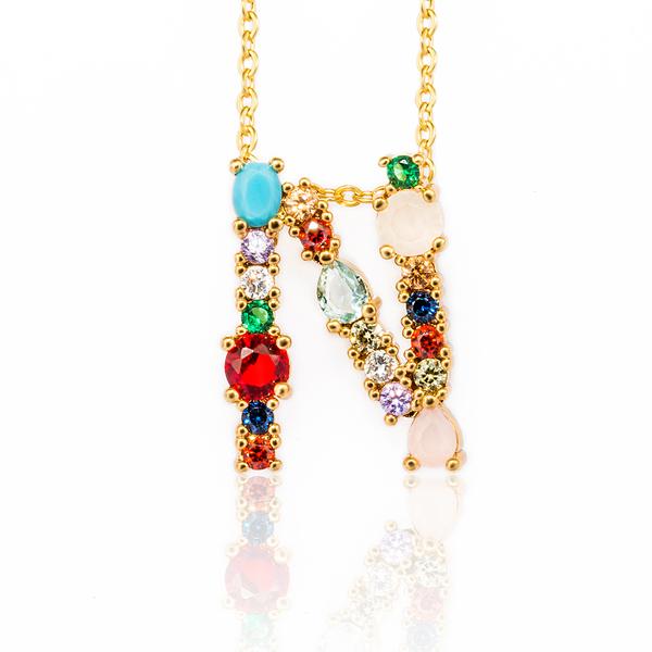 Fancy Beyeweled Anfangsbrief Personalisierte Halskette