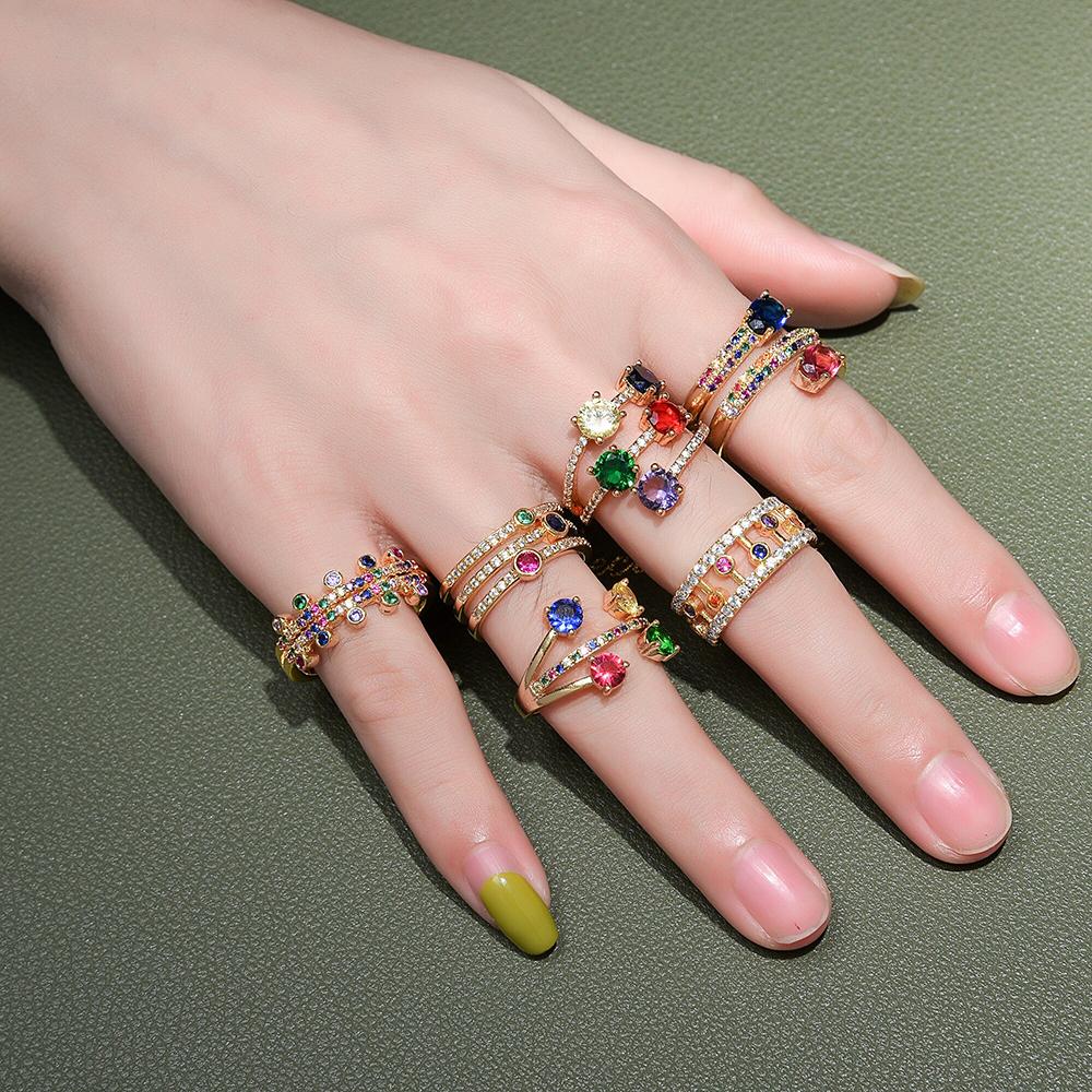 Fancy Bunfle Funkelner Strass Geschmückter Ring