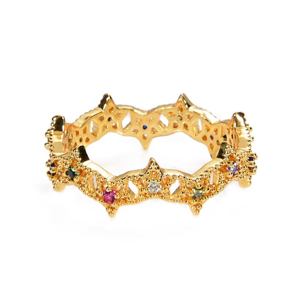 Fancy Bunfle Funkelner Strass Geschmückter Ring