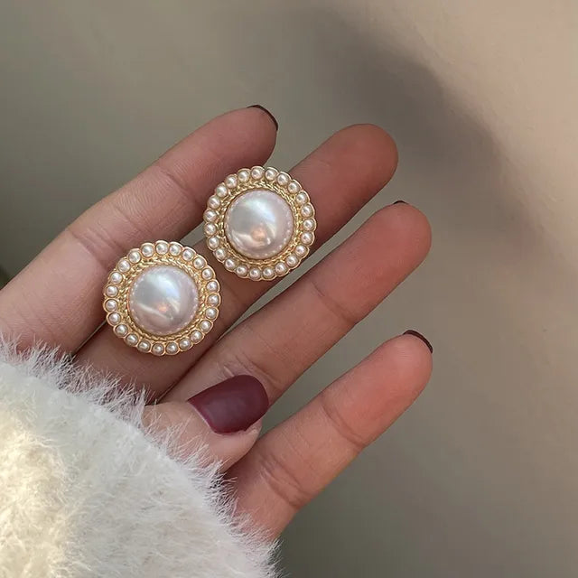Große Perlenohrringe Studs Geschenke | Große Perlenohrringe Stud Frauen - Modische Große Perle