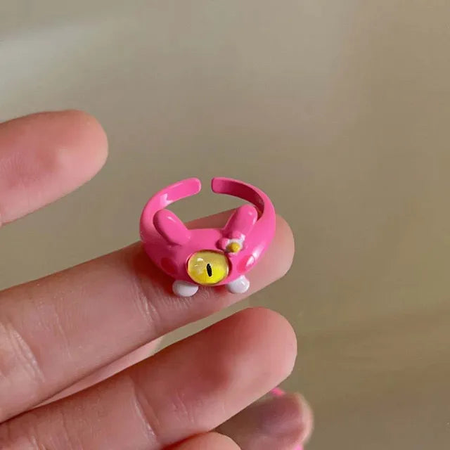 Süße Mode-Monster-Augenringe für Frauen - Lustige Tieraugenöffnung, Y2K-Finger-Ring-Schmuck