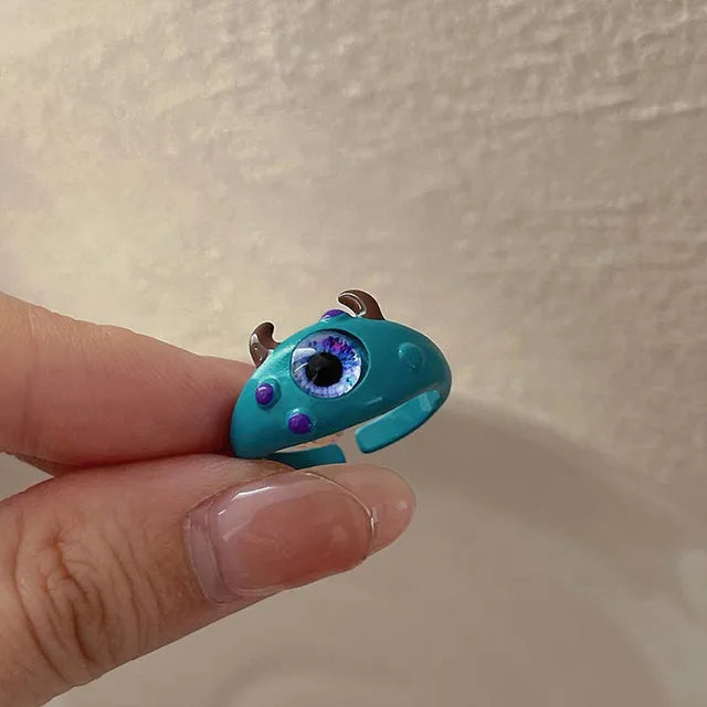 Süße Mode-Monster-Augenringe für Frauen - Lustige Tieraugenöffnung, Y2K-Finger-Ring-Schmuck