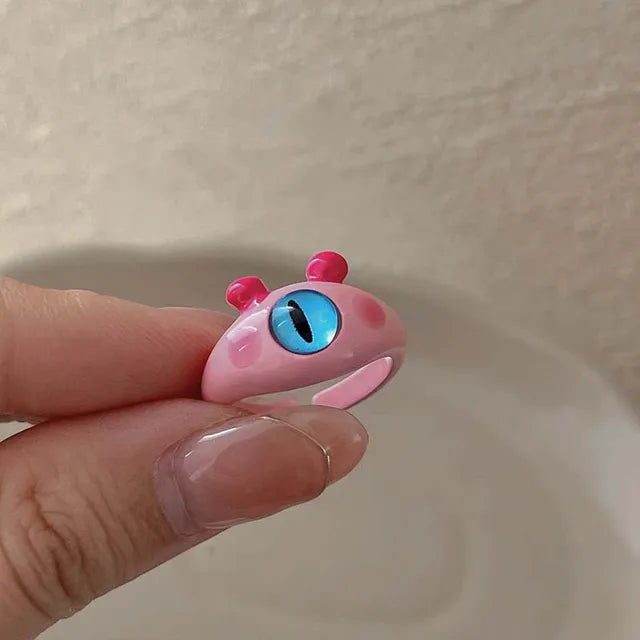 Süße Mode-Monster-Augenringe für Frauen - Lustige Tieraugenöffnung, Y2K-Finger-Ring-Schmuck