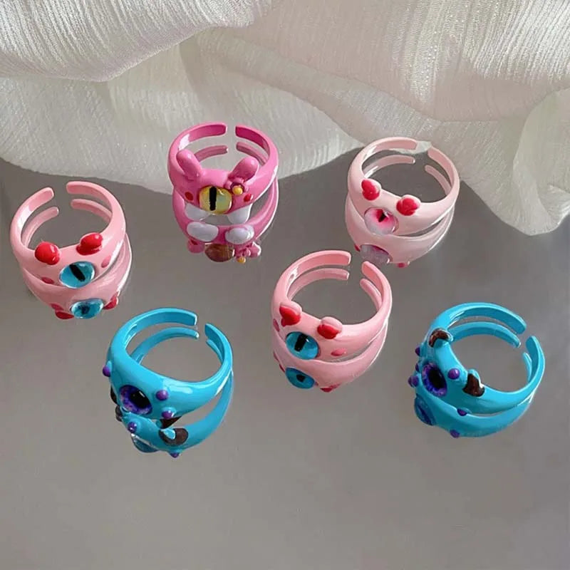 Süße Mode-Monster-Augenringe für Frauen - Lustige Tieraugenöffnung, Y2K-Finger-Ring-Schmuck
