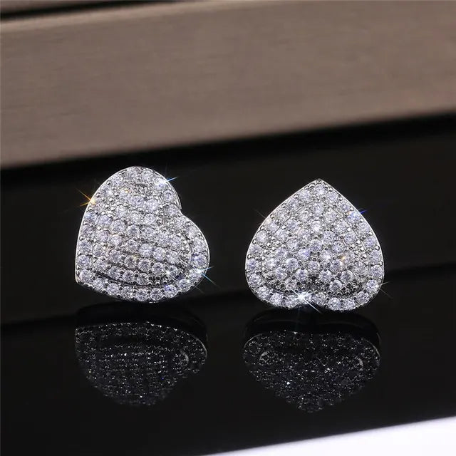 Elegante Herzform Strass Ohrstecker mit Mikro-Pave für Damen und Herren - Party Schmuck