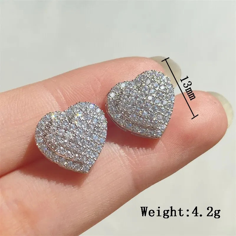 Elegante Herzform Strass Ohrstecker mit Mikro-Pave für Damen und Herren - Party Schmuck
