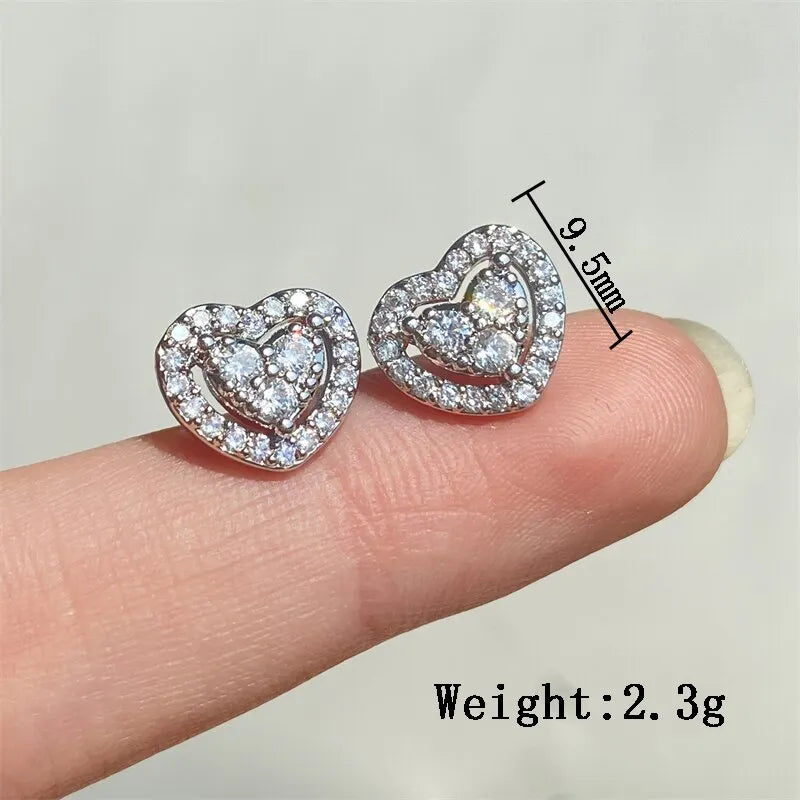 Elegante Herzform Strass Ohrstecker mit Mikro-Pave für Damen und Herren - Party Schmuck
