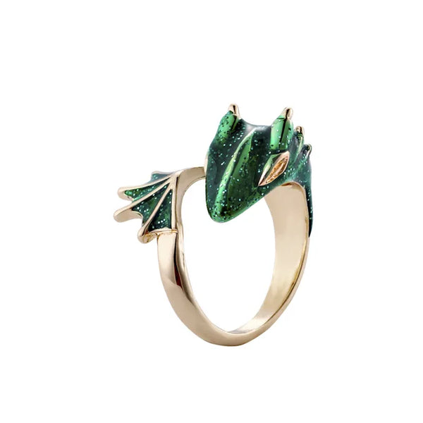 Verstellbarer Drachenring für Herren | Emaille Statement-Schmuck | Damen Schlangen-Drachenring