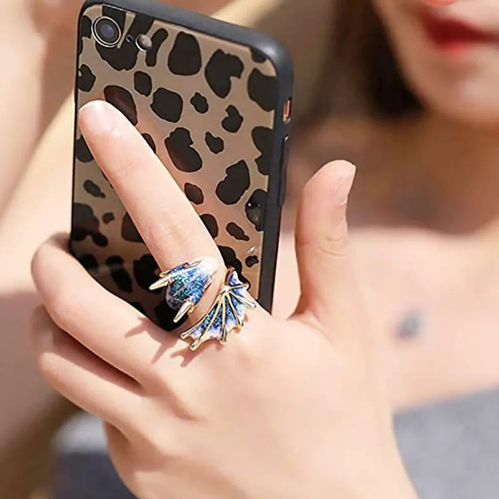 Verstellbarer Drachenring für Herren | Emaille Statement-Schmuck | Damen Schlangen-Drachenring