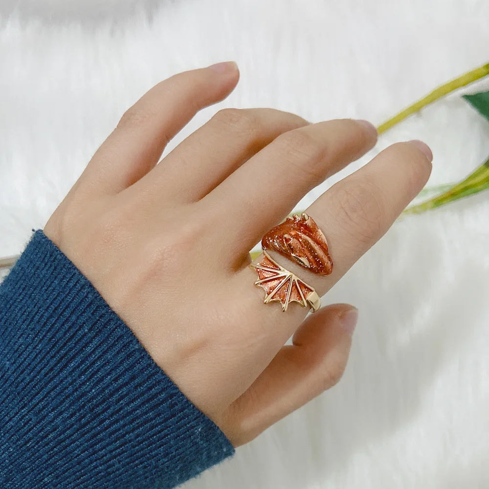 Verstellbarer Drachenring für Herren | Emaille Statement-Schmuck | Damen Schlangen-Drachenring