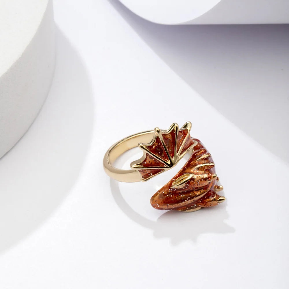 Verstellbarer Drachenring für Herren | Emaille Statement-Schmuck | Damen Schlangen-Drachenring