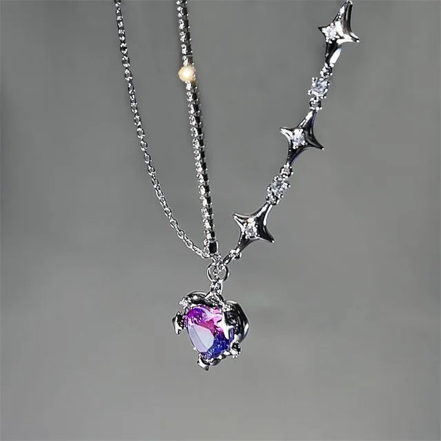 Glänzender Kristallstern Anhänger Halskette für Mädchen Frauen - Ästhetisches Design - Y2K Schmuck