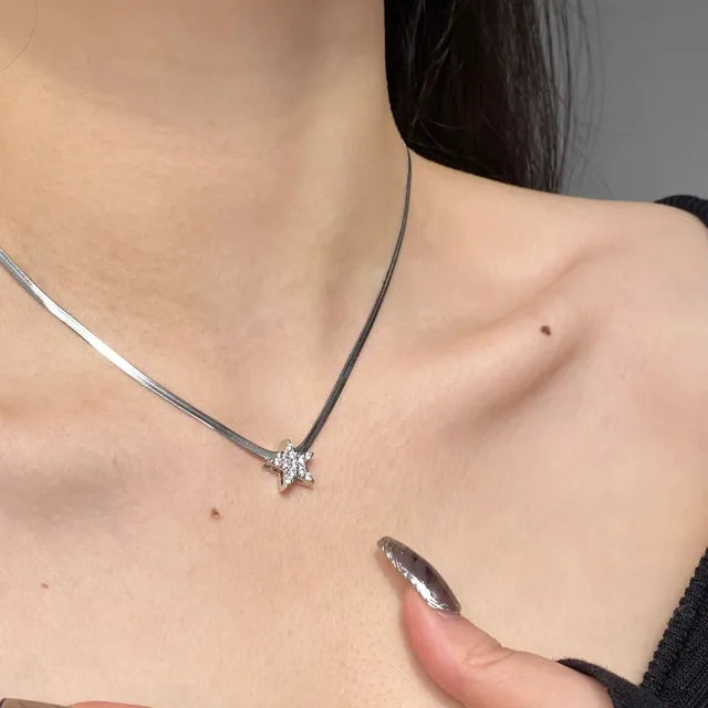 Glänzender Kristallstern Anhänger Halskette für Mädchen Frauen - Ästhetisches Design - Y2K Schmuck