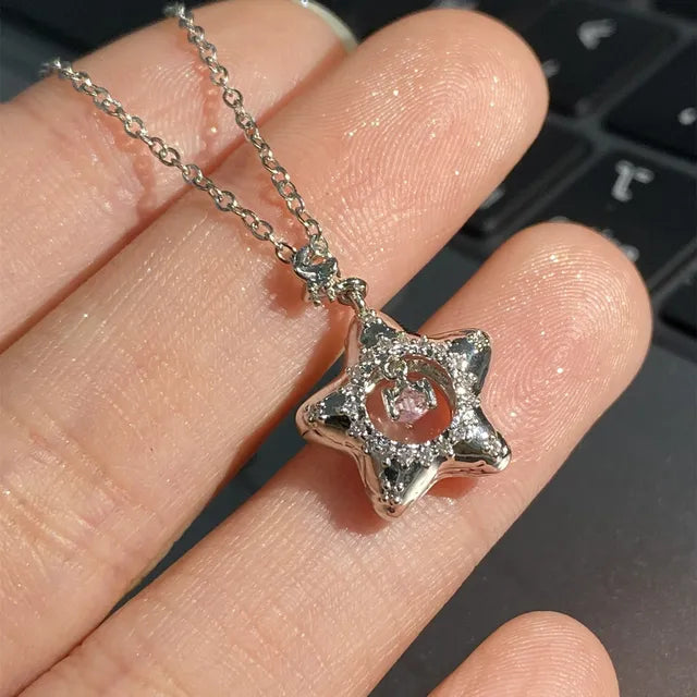 Glänzender Kristallstern Anhänger Halskette für Mädchen Frauen - Ästhetisches Design - Y2K Schmuck