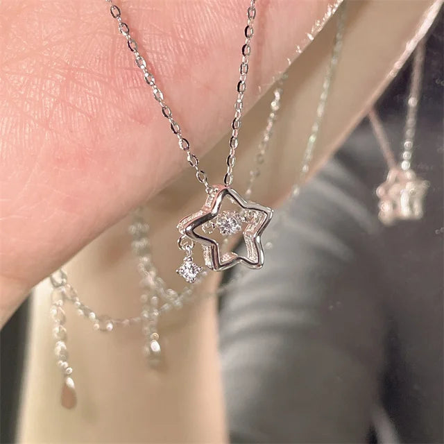 Glänzender Kristallstern Anhänger Halskette für Mädchen Frauen - Ästhetisches Design - Y2K Schmuck