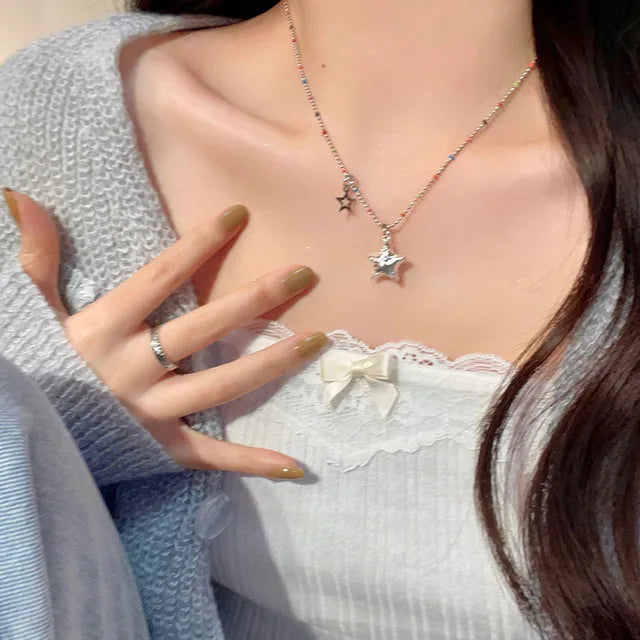 Glänzender Kristallstern Anhänger Halskette für Mädchen Frauen - Ästhetisches Design - Y2K Schmuck