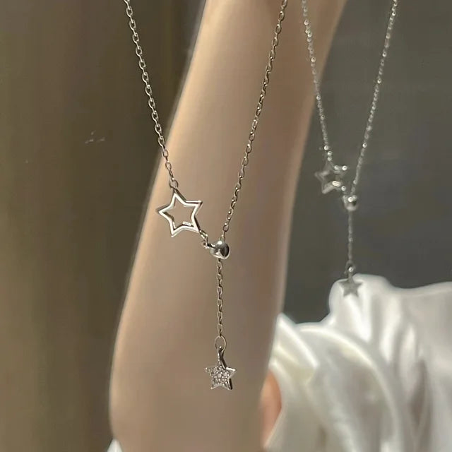 Glänzender Kristallstern Anhänger Halskette für Mädchen Frauen - Ästhetisches Design - Y2K Schmuck