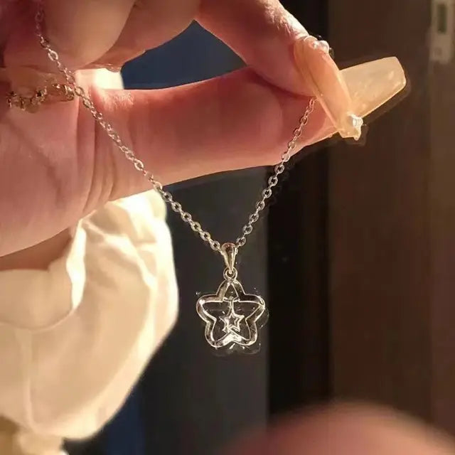 Glänzender Kristallstern Anhänger Halskette für Mädchen Frauen - Ästhetisches Design - Y2K Schmuck