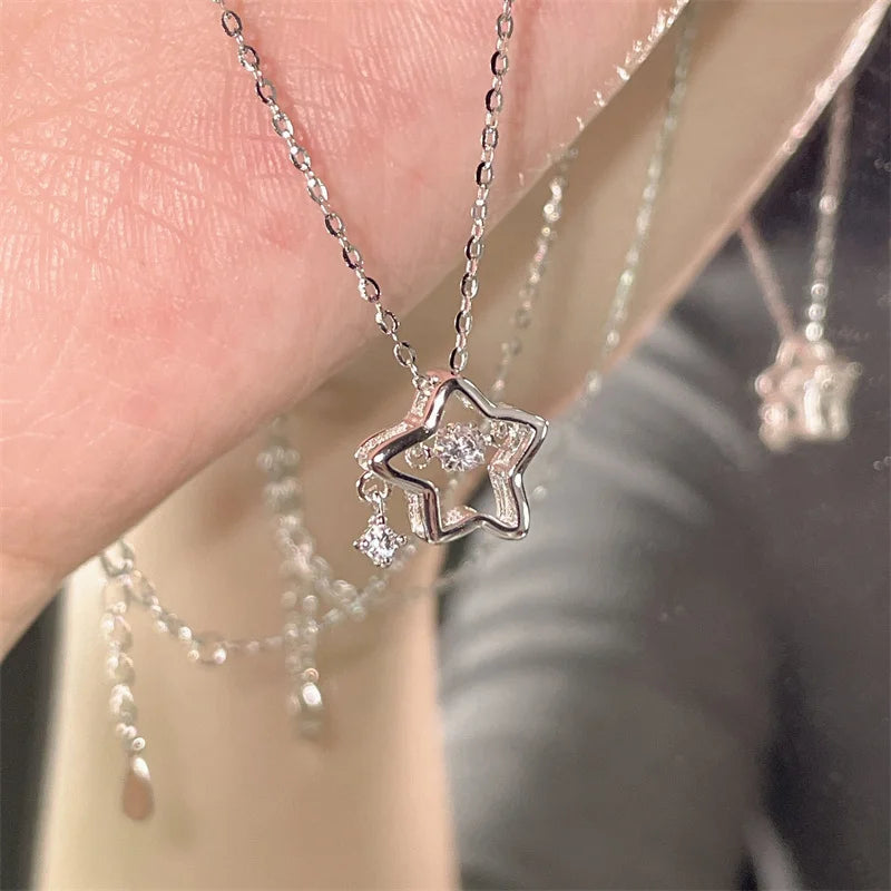 Glänzender Kristallstern Anhänger Halskette für Mädchen Frauen - Ästhetisches Design - Y2K Schmuck