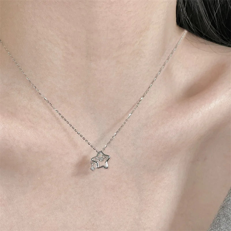 Glänzender Kristallstern Anhänger Halskette für Mädchen Frauen - Ästhetisches Design - Y2K Schmuck