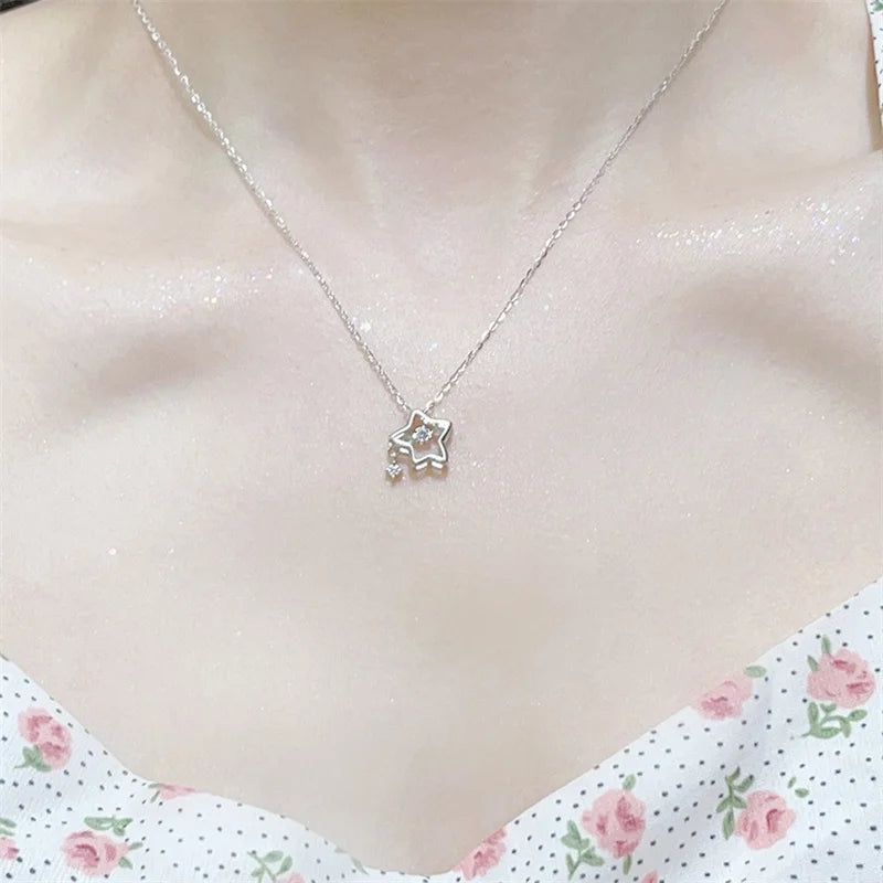 Glänzender Kristallstern Anhänger Halskette für Mädchen Frauen - Ästhetisches Design - Y2K Schmuck