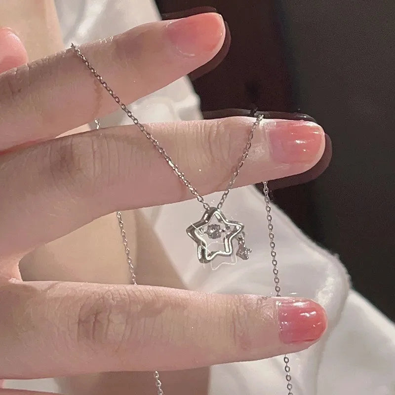 Glänzender Kristallstern Anhänger Halskette für Mädchen Frauen - Ästhetisches Design - Y2K Schmuck
