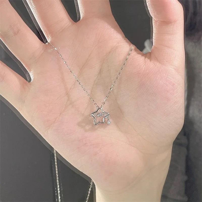 Glänzender Kristallstern Anhänger Halskette für Mädchen Frauen - Ästhetisches Design - Y2K Schmuck
