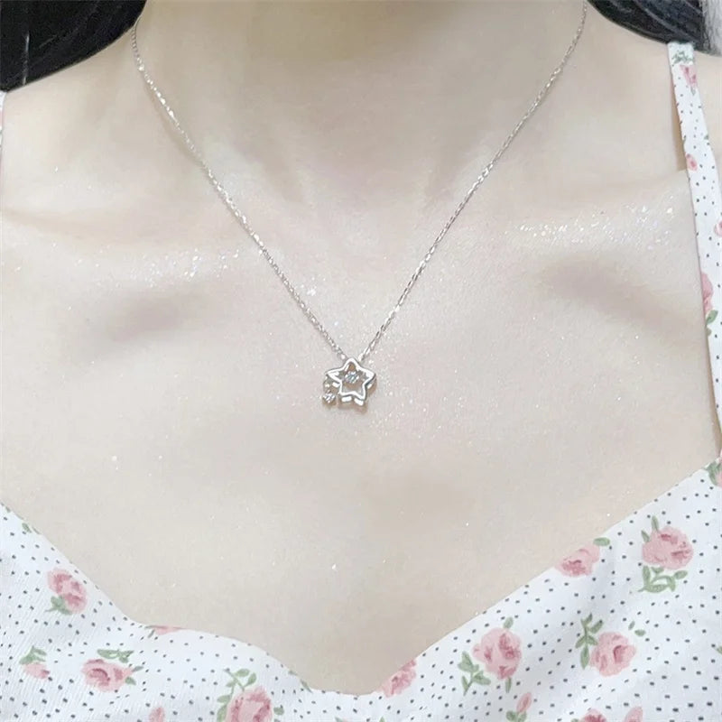 Glänzender Kristallstern Anhänger Halskette für Mädchen Frauen - Ästhetisches Design - Y2K Schmuck