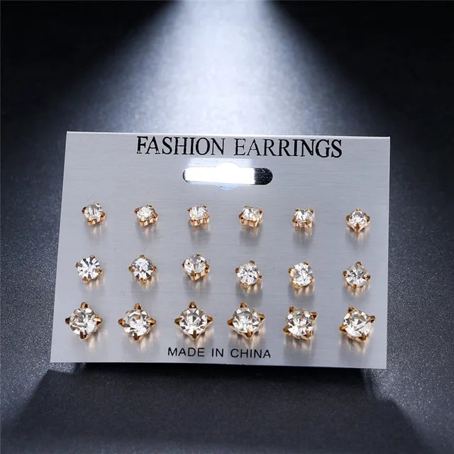 Rhinestone Square Earrings | Geometric Stud Earrings for Women