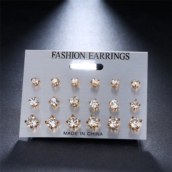 Rhinestone Square Earrings | Geometric Stud Earrings for Women