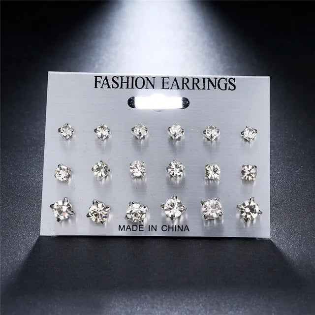 Rhinestone Square Earrings | Geometric Stud Earrings for Women