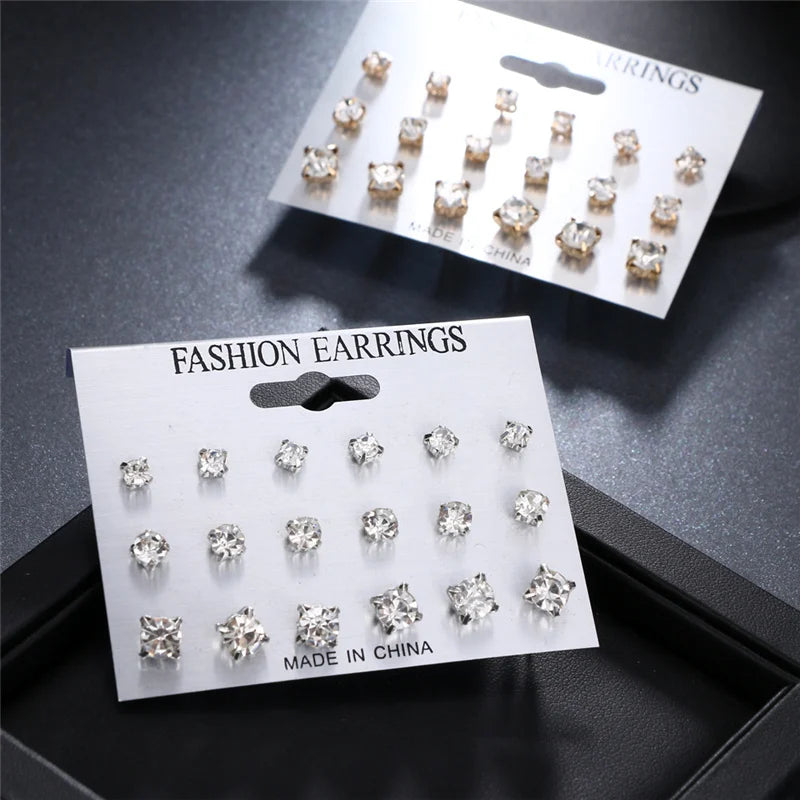 Rhinestone Square Earrings | Geometric Stud Earrings for Women