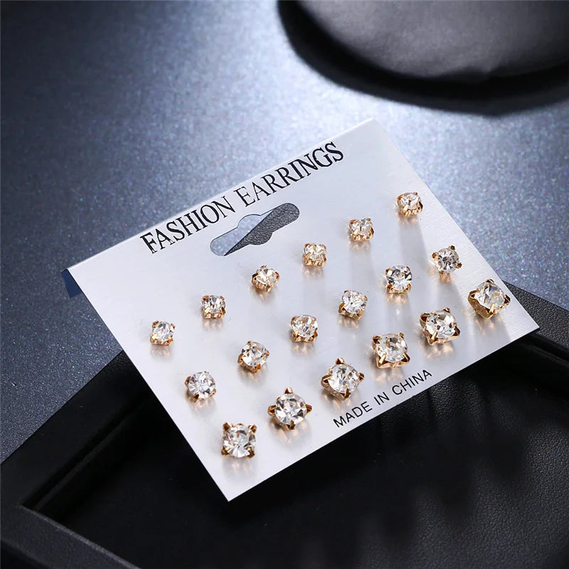 Rhinestone Square Earrings | Geometric Stud Earrings for Women