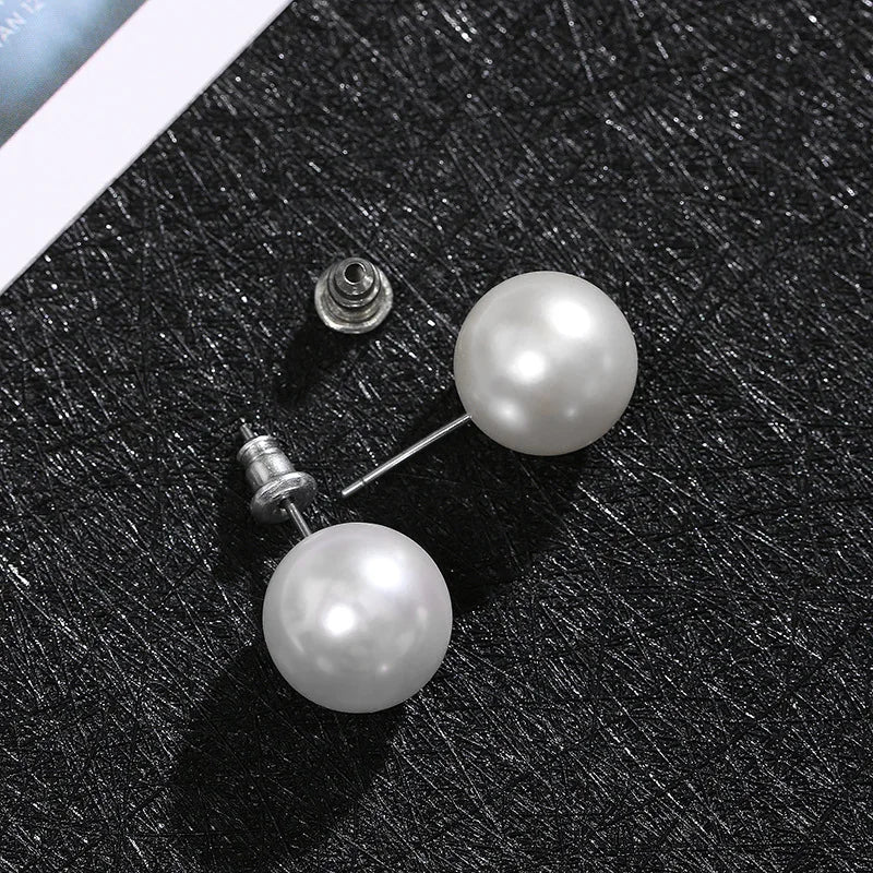 Elegante weiße Perlenstecker für Frauen und Mädchen - Minimalistischer Ohrschmuck
