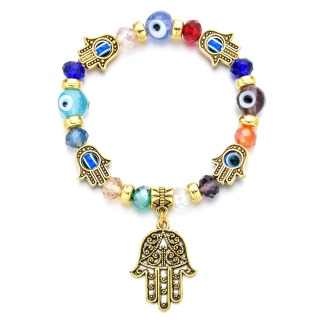 Blauer Augen Hamsa Hand Charm Armband | Hamsa Hand Armbänder für Frauen