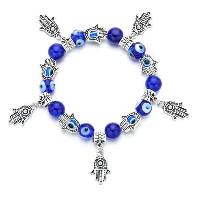 Blauer Augen Hamsa Hand Charm Armband | Hamsa Hand Armbänder für Frauen