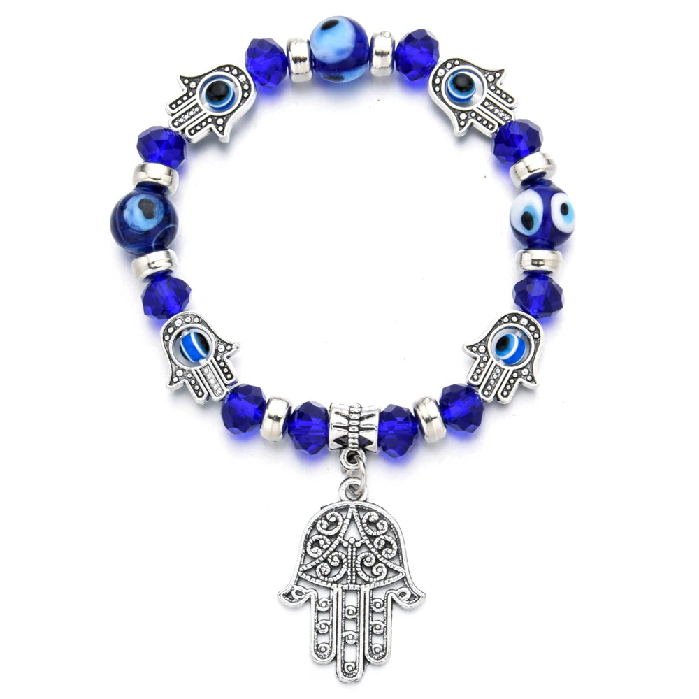 Blauer Augen Hamsa Hand Charm Armband | Hamsa Hand Armbänder für Frauen