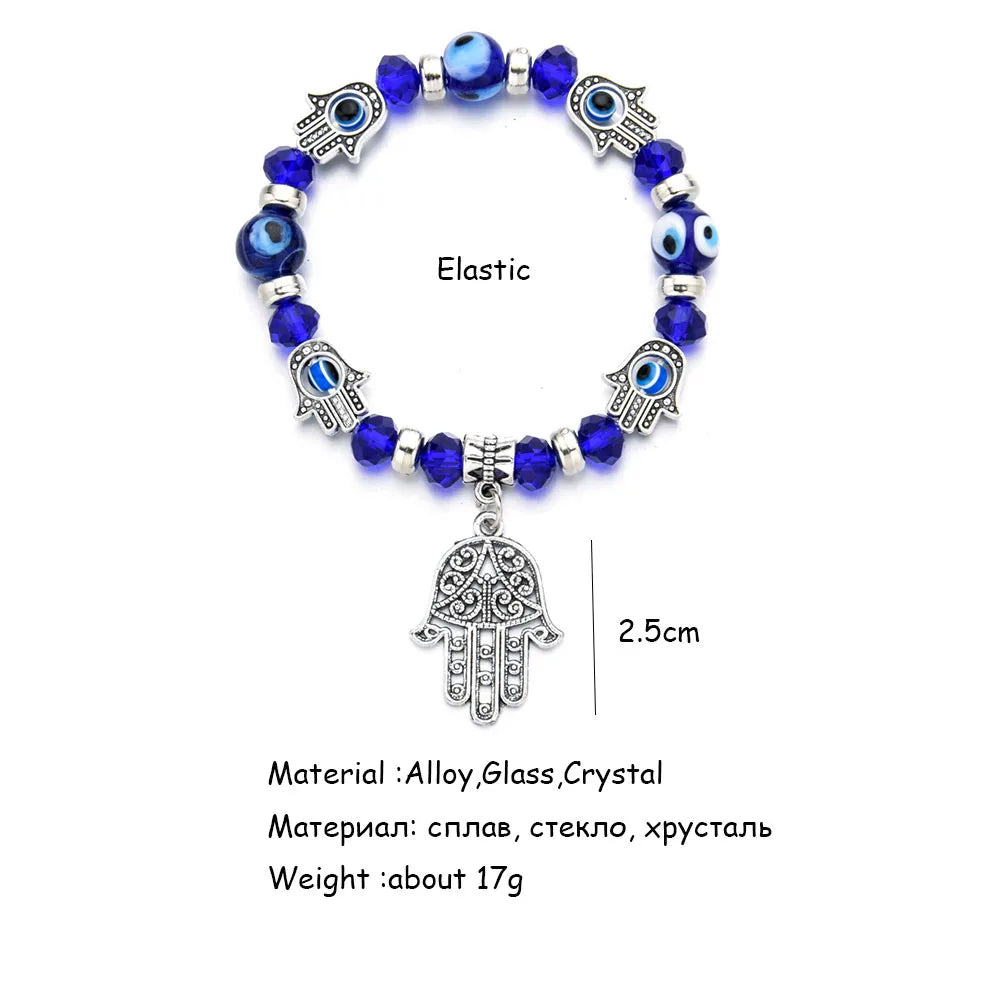 Blauer Augen Hamsa Hand Charm Armband | Hamsa Hand Armbänder für Frauen