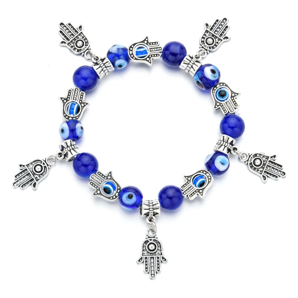 Blauer Augen Hamsa Hand Charm Armband | Hamsa Hand Armbänder für Frauen
