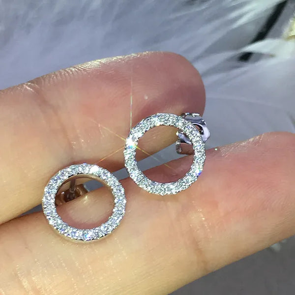 Modische vielseitige funkelnde Kreisohrringe mit Kristall Cubic Zirkonia minimalistischen Ohrringen für Jugendliche Damen Schmuck
