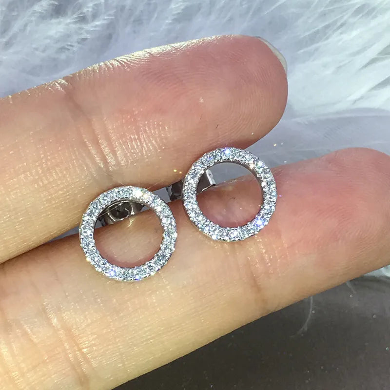 Modische vielseitige funkelnde Kreisohrringe mit Kristall Cubic Zirkonia minimalistischen Ohrringen für Jugendliche Damen Schmuck